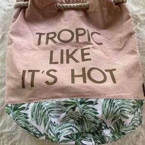 Beach tropical print cooler bag shoulder bag with drawstring